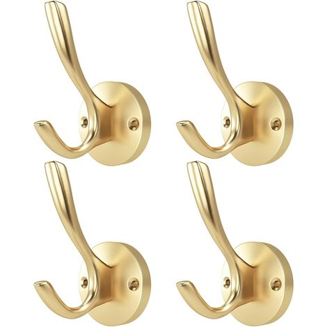 Massive Metallhaken zum Aufhängen von Kleidung und Handtüchern an der Wand, vergoldet. (1/5)