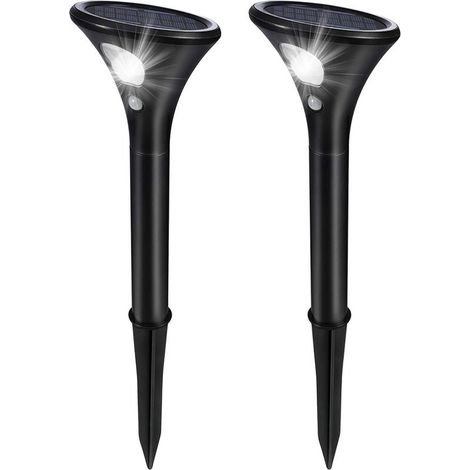 Lampe Solaire Extérieure, 2 Pack Éclairage Solaire Jardin Avec Détecteur De Mouvement Ip65 Étanche 2 Modes Luminaire Solaire Pour Jardin, Cour, Extérieur, Chemin, Allée (1/5)