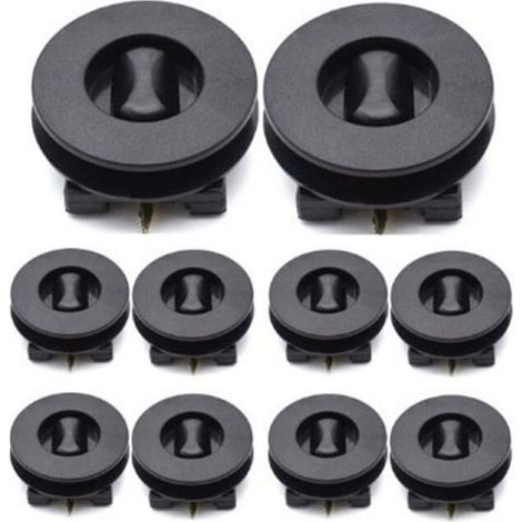 Lot de 10 clips de fixation pour tapis de voiture, attaches plastiques noires antidérapantes à double couche, fixations rapides pour tapis automobiles (1/5)