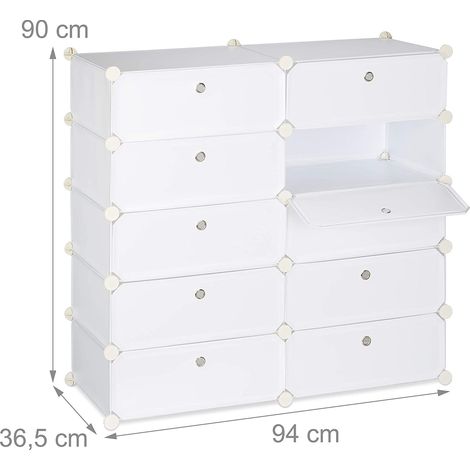 Meuble à chaussures étagère armoire rangement 10 casiers 20 paires 90 cm blanc