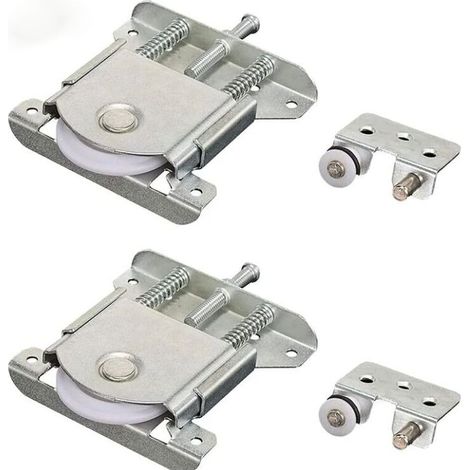 Paires de roulettes pour portes coulissantes, roulettes pour armoires, fenêtres et portes coulissantes (argent) (1/4)