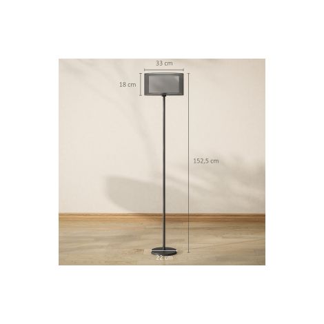 Lampe sur pied noire avec abat-jour en tissu bicolore, douille E27 et interrupteur au pied pour salon et chambre (1/5)