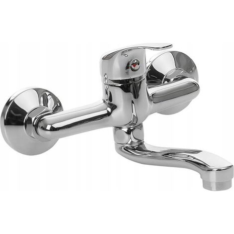 Rubinetto monocomando per lavabo a parete 35 mm Silver VIVO (1/3)