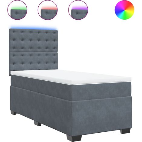 Maison Exclusive - Giroletto a Molle con Materasso Grigio Scuro 90x190 cm Velluto (1/5)