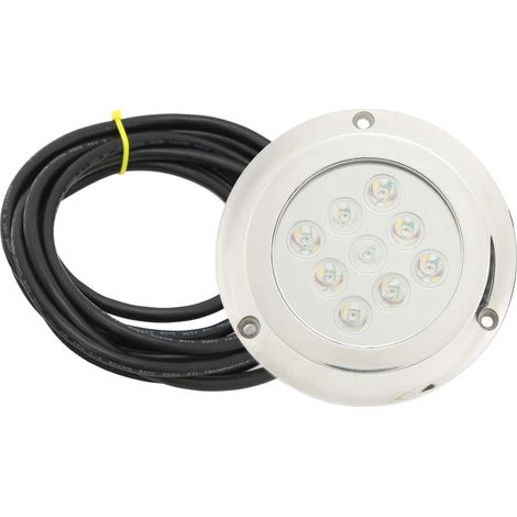 Jeffergarden Lampe sous-marine pour Yacht, 12V-24V DC, en verre trempé, étanche IP68, dme arrière d'eau de mer, lampe de piscine, lumière bleue 17W (1/5)