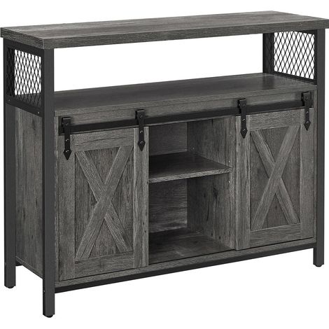 Aparador de comedor armario de cocina mueble de almacenaje armario puertas correderas de granero estante regulable estilo industrial 33 x 100 x 80 cm para salón marrón rústico y negro 120004532 (1/5)
