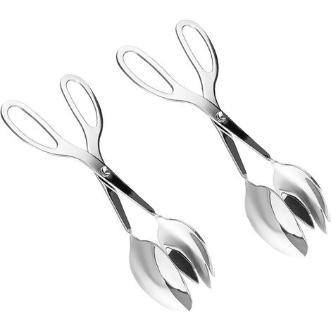 Pinzas de ensalada de acero inoxidable de dos piezas para buffets y platos de carne, ideales para postres y filetes, perfectas para el servicio de mesa - Crezuo