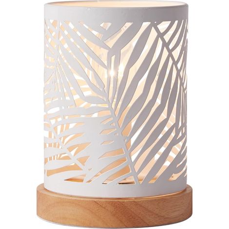 Bedside Table Lamp Metal Bedside Table Simple Bedside Table with Hollow Cylinder Shade for Kids Room, College Dorm, Coffee Table, Bookcase, Desk (No Bulb) (1/5)