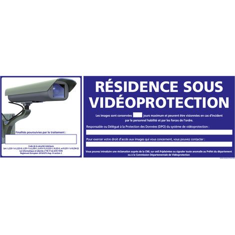 Panneau RESIDENCE SOUS VIDEO PROTECTION (G1190) - Adhésif - 210 x 75 mm