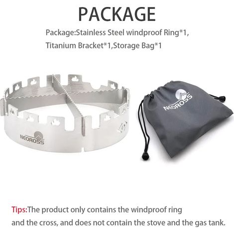 Pare-vent compatible avec le poêle à gaz Fire Maple Split Atmospheric Stove, avec support en titane et anneau coupe-vent en acier inoxydable. Accessoires de camping pour réchauds de cuisine portables. (1/5)