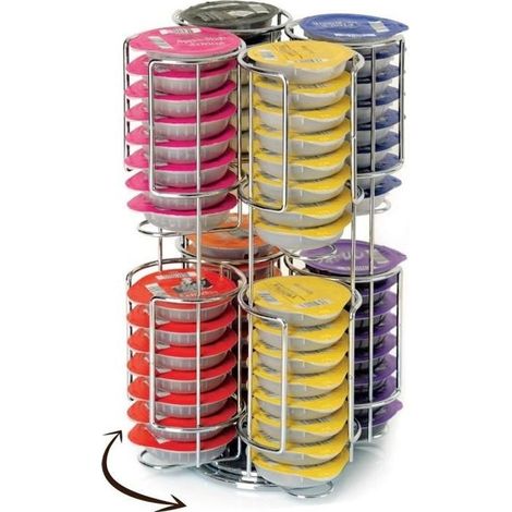 Mega-Deal Drehbarer Kapselhalter-Spender-Displayständer für 64 Tassimo-Kapseln, Chromstahl