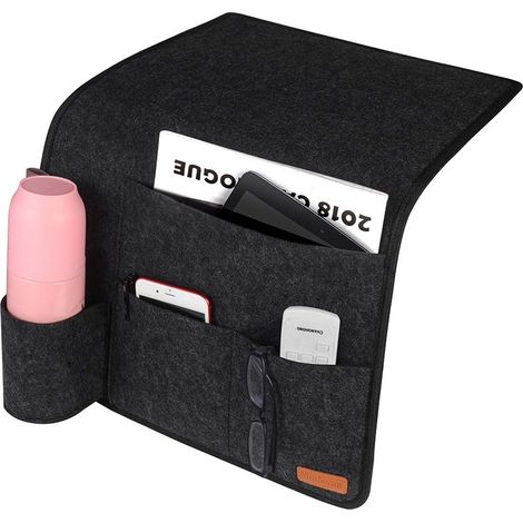 Betttasche mit Hängeregal, Flaschenhalter und rutschfester Aufbewahrungsmöglichkeit