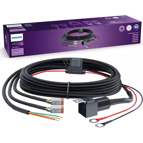 Kit de faisceau de câbles pour 2 lampes LED Philips série UD500XL Ultinon Drive UD1004W - DRL (1/3)