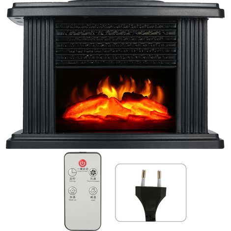 Mini cheminée électrique avec effet flamme, chauffage efficace et silencieux, poêle-cheminée portable avec télécommande, prise UE 220 V (1/5)