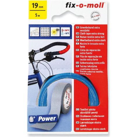 FIX-0-MOLL - 5mt x 19mm - NASTRO ADESIVOTELATO EXTRA FORTE PER RIPARAZIONI - COLORE BLU