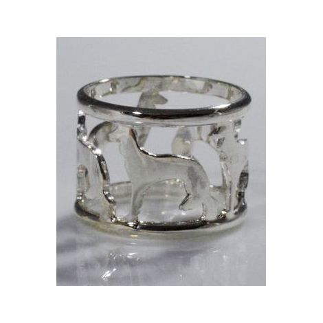 Saluki Ring mit perforiertem Band aus 925er Silber