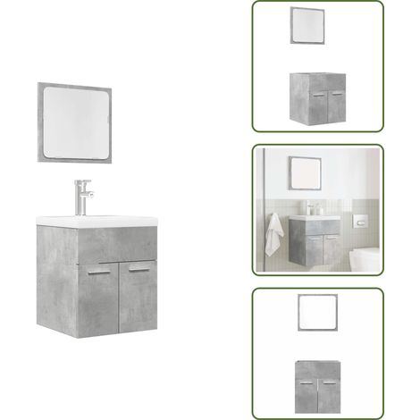 Ensemble de meubles de salle de bain 2 pcs gris béton - Ensemble De Meubles De Salle De Bain - Ensembles De Meubles De Salle De Bain - Armoire De Salle De Bain - Armoire De Rangement De Salle De Bain (1/5)