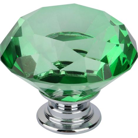 Diamantförmiger Schubladengriff aus Kristallglas für Schrank (701 A-40 grün) (1/4)