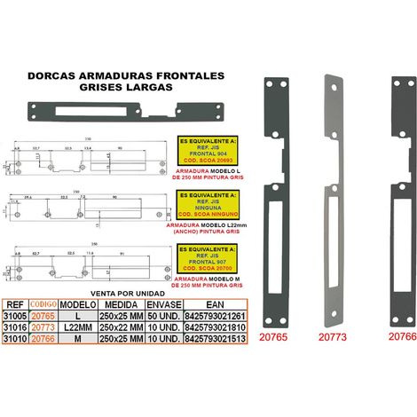 Dorcas Armatura Frontale Grigia 250x22 mm Lunga 24GA