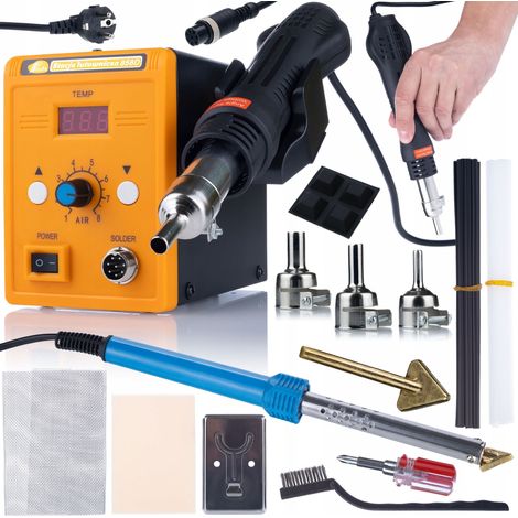 Rosfix 858D Hot-Air Lötstation – Professionelle Station mit 3 Düsen 700W, Temperaturregelung 100-500°C Elektronik, Kunststoffreparatur Set mit Lötkolben und Zubehör