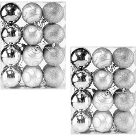 48 Boules de Noël Argentées pour décorer votre sapin de Noël (1/5)