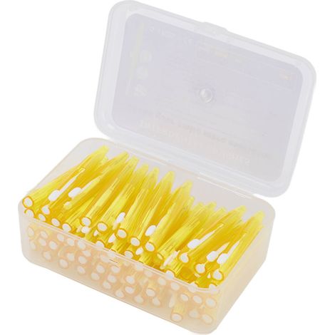 60 Brossettes Interdentaires Fines pour Appareil Dentaire - Nettoyant Orthodontique Pratique avec Manche PP pour Adultes et Enfants - Jaune