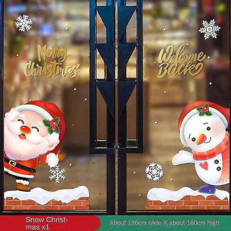 Weihnachtsdekorationen, statische Weihnachtsaufkleber, Weihnachtsmann-Aufkleber für die Fensterdekoration, doppelseitige Weihnachtsfensteraufkleber für Kinderpartys (1/4)