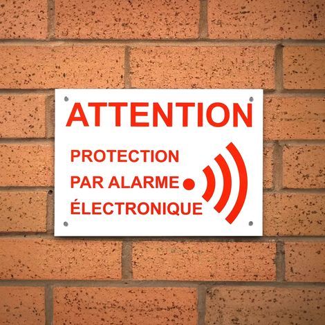 Panneau extérieur 'ATTENTION PROTECTION PAR ALARME ÉLECTRONIQUE' - plastique rigide (format A5) (1/2)