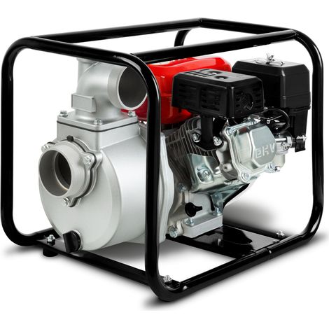 Eberth – Pompe à eau thermique 6,5CV 4T 60000L/h – Moteur à essence 4 temps – Hauteur de refoulement 30m – Pour chantiers humides