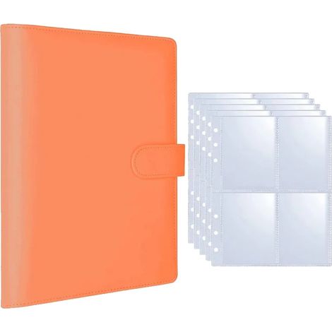 Fotoalbum-Ordner, fasst bis zu 100 Blätter, langlebiges PU-Material, Orange-25 Seiten (1/2)