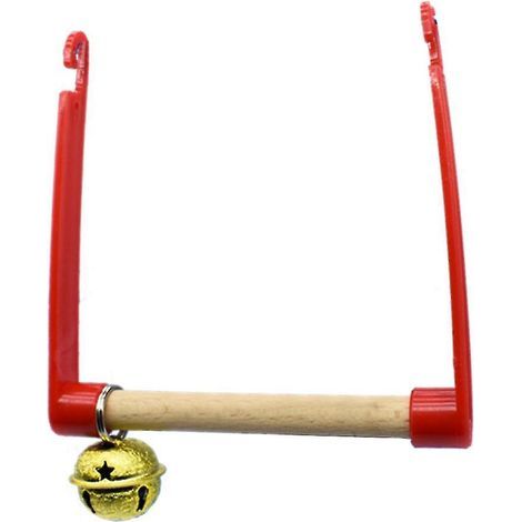 Kleines Schaukelspielzeug für Vögel und Papageien zum Kauen, Naturholzspielzeug mit beweglicher Glocke (1/4)