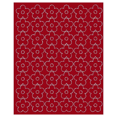 Adesivi murali per finestre, fiori 3 cm, 48 pezzi, rosso scuro lucido