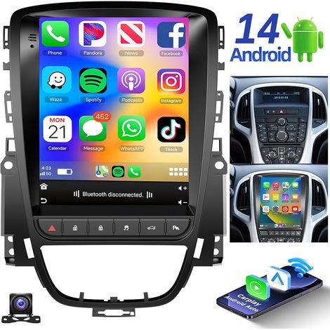 Autoradio Android 14 avec GPS et Apple CarPlay pour Opel Astra J 2009-2014 - 2+64G CAM