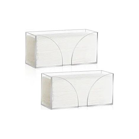 Distributeur d'essuie-tout acrylique transparent 2 pièces, support de serviettes en papier pour salle de bain, porte-serviettes pliées en Z/C/multi-plis, pour cuisine et maison (1/5)
