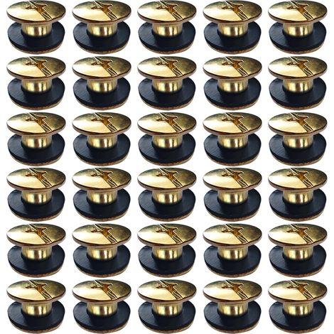 30 Kits Vis Chicago Screws,M54mm Vis de Livre,Rivet a Visser de remplacement en métal pour sacs, livres, colliers, sacs à dos, laisses de chien, laisses (Or) (1/5)