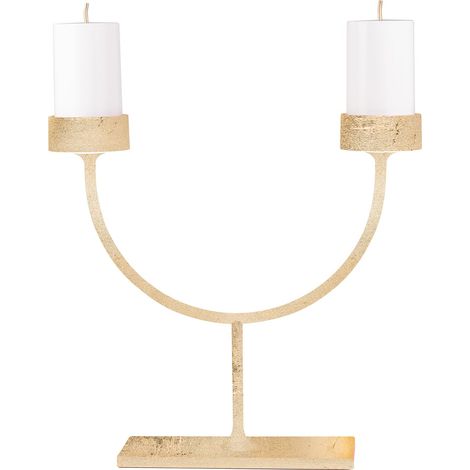 Perpetua Lampe De Table À Deux Bras Led Sans Fil Finition Feuille D'Or Design Candélabre Structure En Aluminium Moulé Sous Pression Rechargeable Ip54 (1/2)