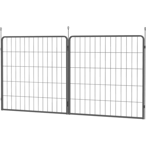 Juego de 2 paneles extensibles de 2 vallas para perros para recintos exteriores, valla de acero para cachorros de 80 x 80 cm, para perros pequeños y medianos, color negro Aosom
