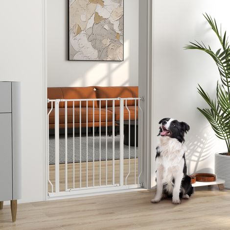 Blanc - Portail pour chiens, portail de barrière, ouverture bidirectionnelle, réglable de 75 cm à 95 cm