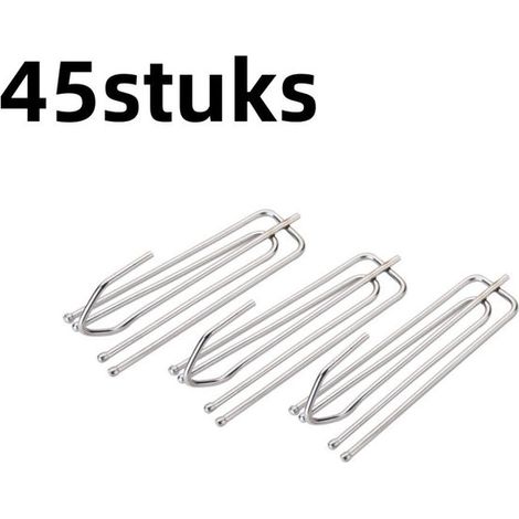 Lot de 45 crochets à rideaux en acier inoxydable – Crochets métalliques à 4 branches pour rideaux, voilages et accessoires de fixation – Argent (1/5)