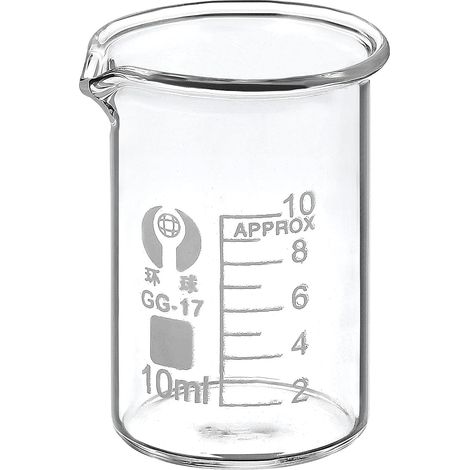 10ml Bas Forme Verre Bécher, 3.3 Borosilicate Verre Gradué Imprimé Échelle Tasses à Mesurer avec Bec Verseur pour Cuisine Laboratoire Liquides (1/5)