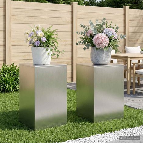 vidaXL Plant Stand 2 pcs Silver 40 x 40 x 60 cm Steel (1/5)