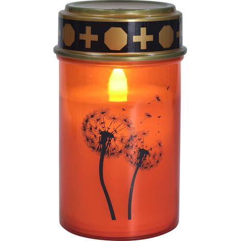 TrendLine LED-Grablicht mit Gänseblümchensymbol & Timer Ø 7 x 12 cm warmweiß rot