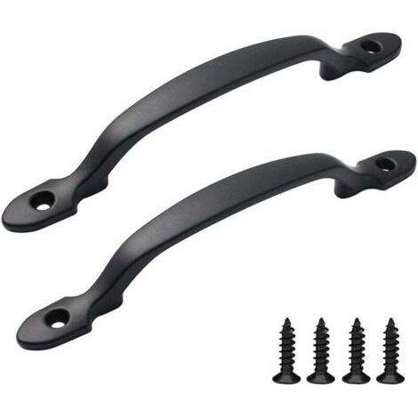 Poignée Meuble 2 Pièces Poignée de Traction de Porte Poignée de Porte d’Armoire Poignee Porte Coulissante avec Vis Poignées Noires pour Porte de Grange Armoires Jardin Remise (Noir) (1/4)