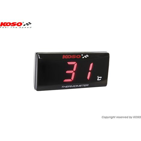 Indicador de temperatura del motor (termómetro) Koso resistente al agua, pantalla súper delgada de color rojo (EL).