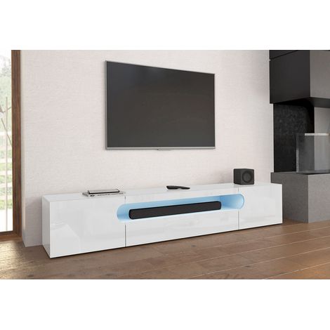 Meuble TV moderne 240 cm blanc brillant Regina (1/5)