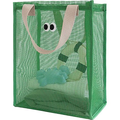 Sac de Toilettes Portable en Mesh à Sangles, Sac Douche Séchage Rapide Vert pour Voyage et Spa (Polyester, 33x25x17cm, 75g) (1/5)