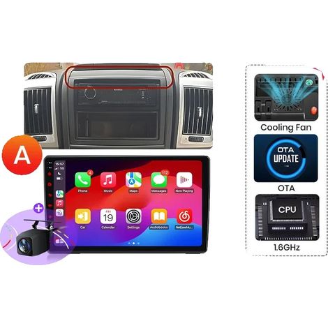 CarPlay, soporte multimedia, compatibilidad multilingüe, compatible con Fiat Ducato, Peugeot Boxer 2, Citroën Jumper 2 (2006-2023), 4G-WiFi 6GB-128GB A (1/2)