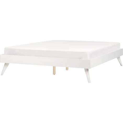 Cama de MDF con somier de listones moderno blanco 160 x 200 cm Berric (1/5)