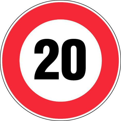 Novap – Panneau de signalisation vitesse limitée 20 km/h – Ø450mm en polystyrène résistant aux chocs – Trous de fixation – 4080185 (1/2)