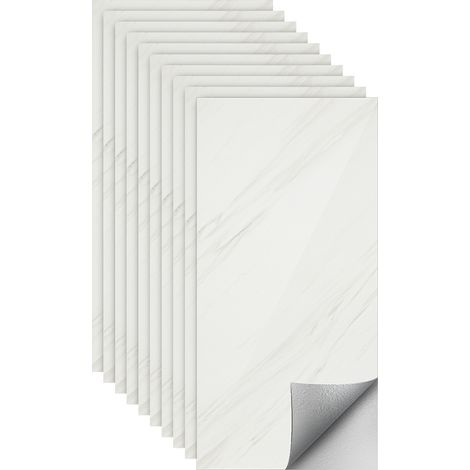 TolleTour Adesivi per piastrelle, carta da parati autoadesiva in vinile impermeabile, resistente all'olio, 30 cm x 60 cm Bianco 1,8 m²